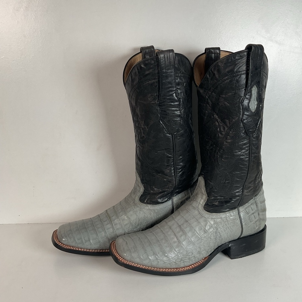 Los Altos Grey Caiman Crocodile Cowboy Boots | Exotic | Belly Cut | 9 EE